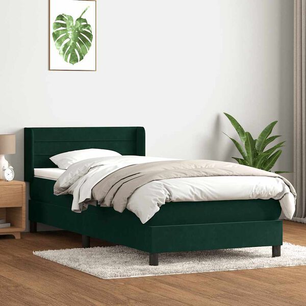 vidaXL Box spring postel s matrac&iacute; tmavě zelen&aacute; 80x220 cm samet