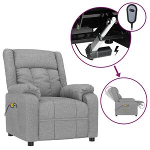vidaXL Elektrick&eacute; mas&aacute;žn&iacute; křeslo světle &scaron;ed&eacute; textil