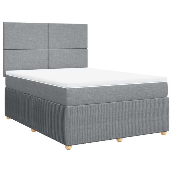 vidaXL Box spring postel s matrac&iacute; světle &scaron;ed&aacute; 140 x 190 cm textil