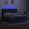 vidaXL Box spring postel s matrac&iacute; a LED modr&aacute; 160x200 cm textil