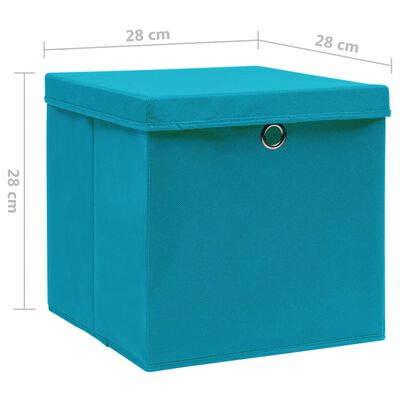 vidaXL Úložné boxy s víky 4 ks 28 x 28 x 28 cm bledě modré