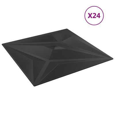 vidaXL Nástěnné panely 24 ks černé 50 x 50 cm XPS 6 m² hvězda