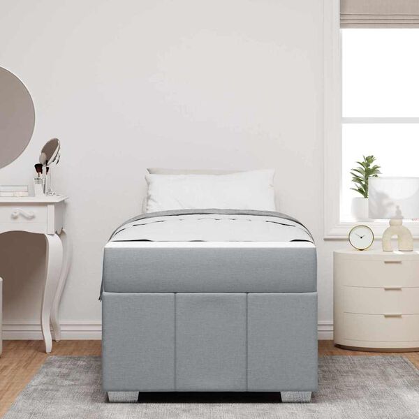 vidaXL R&aacute;m postele s matrac&iacute; Světle &scaron;ed&aacute; 90 x 190 cm textil