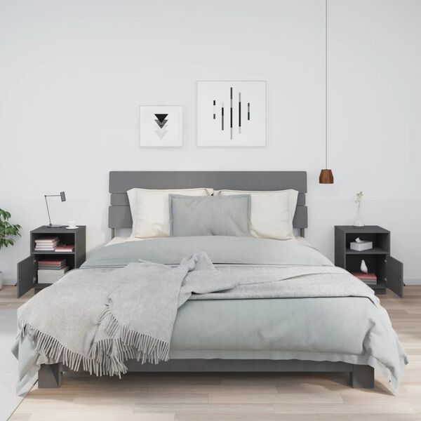 vidaXL Noční stolky 2 ks šedé 40 x 34 x 55 cm masivní borové dřevo