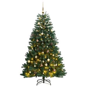 vidaXL Uměl&yacute; skl&aacute;pěc&iacute; v&aacute;nočn&iacute; stromek s 300 LED a koulemi 180 cm
