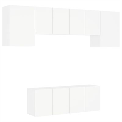 vidaXL 6dílná obývací stěna bílá kompozitní dřevo