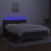 vidaXL Box spring postel s matrac&iacute; a LED tmavě &scaron;ed&aacute; 140x190 cm textil