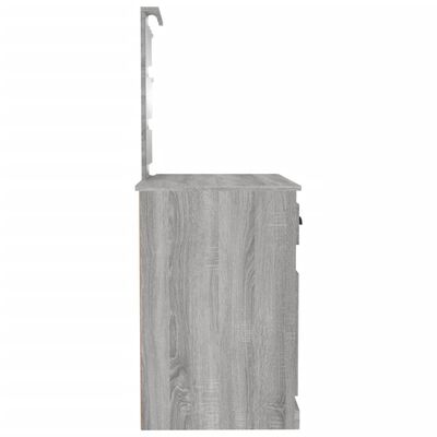 vidaXL Toaletní stolek s LED šedý sonoma 90 x 50 x 132,5 kompozit