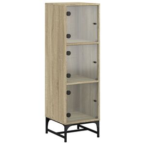 vidaXL Highboard se skleněn&yacute;mi dv&iacute;řky dub sonoma 35 x 37 x 120 cm