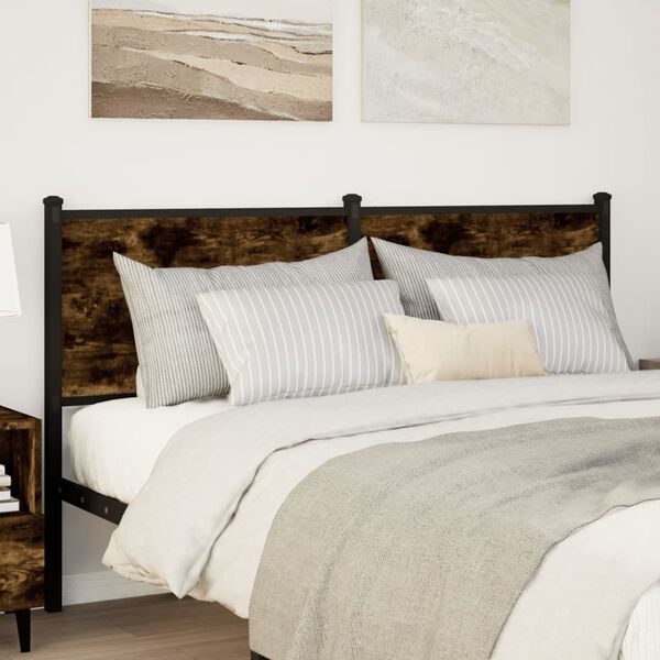 vidaXL Čelo postele kouřov&yacute; dub 150 cm kompozitn&iacute; dřevo a ocel