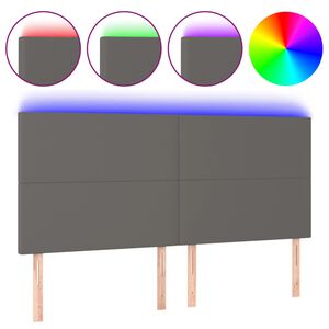 vidaXL Čelo postele s LED &scaron;ed&eacute; 180x5x118/128 cm uměl&aacute; kůže