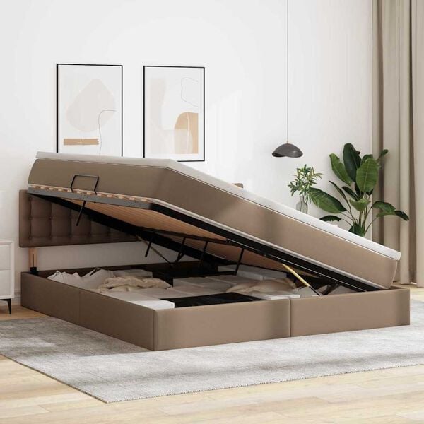 vidaXL Postel s &uacute;ložn&yacute;m prostorem a matrac&iacute; Cappuccino 180 x 200 cm