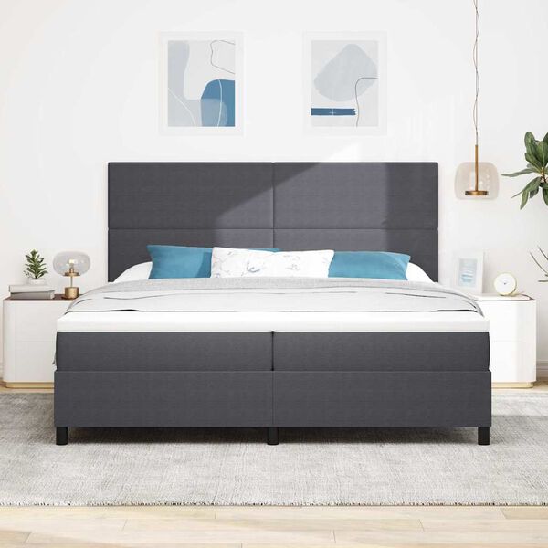 vidaXL Postel s boxspringem Tmavě &scaron;ed&aacute; a b&iacute;l&aacute; 203 x 200 x 128 cm