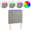 vidaXL Čelo postele s LED světle &scaron;ed&eacute; 90x5x118/128 cm samet
