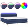 vidaXL Box spring postel s matrac&iacute; a LED modr&aacute; 160x200 cm textil
