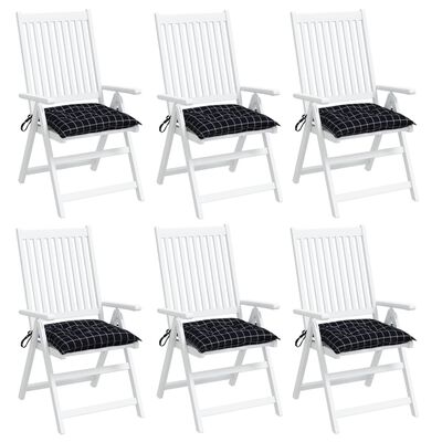 vidaXL Podušky na židli 6 ks černé kárované 40 x 40 x 7 cm textil
