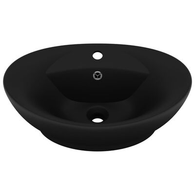 vidaXL Luxusní umyvadlo přepad oválné matné černé 58,5x39 cm keramika