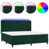 vidaXL Box spring postel s matrac&iacute; a LED tmavě zelen&aacute; 200x200 cm samet