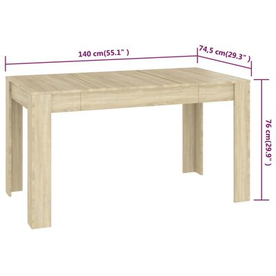 vidaXL Jídelní stůl dub sonoma 140 x 74,5 x 76 cm dřevotříska