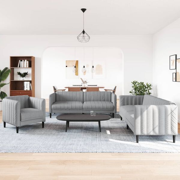 vidaXL 3d&iacute;ln&aacute; sedac&iacute; souprava světle &scaron;ed&aacute; textil