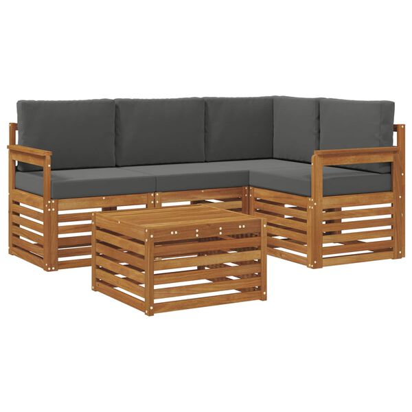 vidaXL N&aacute;bytkov&eacute; sety 5 pcs Přirozen&aacute; a Anthracitov&aacute; kompozitn&iacute; dřevo