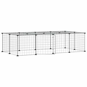 vidaXL 20panelov&aacute; ohr&aacute;dka pro zv&iacute;řata s dv&iacute;řky čern&aacute; 140 x 70 x 35 cm ocel