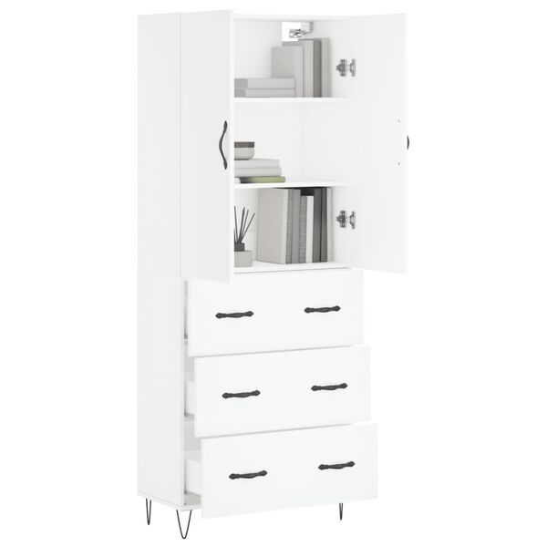 vidaXL Skř&iacute;ň highboard b&iacute;l&aacute; 69,5 x 34 x 180 cm kompozitn&iacute; dřevo