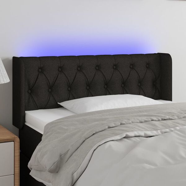 vidaXL Čelo postele s LED čern&eacute; 93 x 16 x 78/88 cm textil