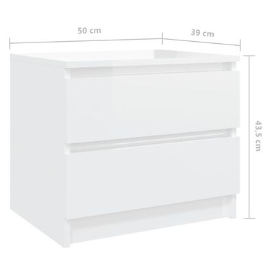 vidaXL Noční stolek bílý s vysokým leskem 50x39x43,5 cm dřevotříska