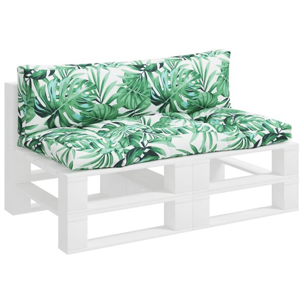 vidaXL Podušky na palety 2 ks vzor listů textil