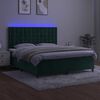 vidaXL Box spring postel s matrac&iacute; a LED tmavě zelen&aacute; 180x200 cm samet