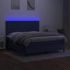 vidaXL Box spring postel s matrac&iacute; a LED modr&aacute; 180x200 cm textil
