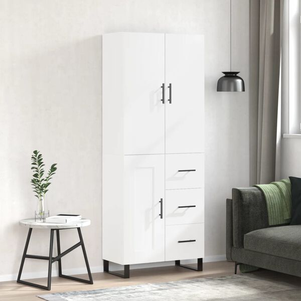 vidaXL Skř&iacute;ň highboard b&iacute;l&aacute; 69,5 x 34 x 180 cm kompozitn&iacute; dřevo