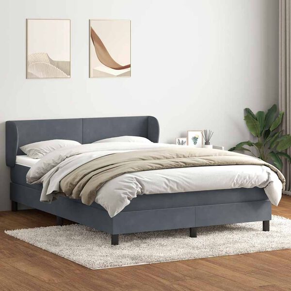 vidaXL Box spring postel s matrac&iacute; tmavě &scaron;ed&aacute; 160x220 cm samet