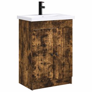 vidaXL Sada koupelnov&eacute;ho n&aacute;bytku Kouřov&yacute; dub 78,5 x 37,5 x 81 cm