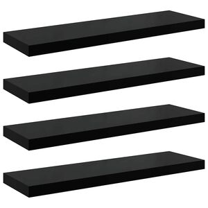 vidaXL Plovouc&iacute; n&aacute;stěnn&eacute; police 4 ks leskl&eacute; čern&eacute; 90x23,5x3,8 cm MDF