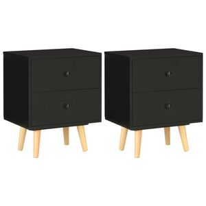 vidaXL Nočn&iacute; stolky 2 ks čern&eacute; 40 x 30 x 50 cm masivn&iacute; borov&eacute; dřevo