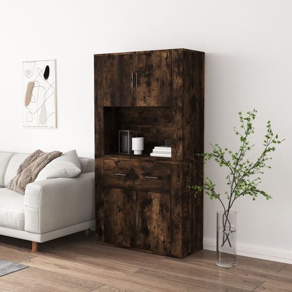 vidaXL Skř&iacute;ň highboard kouřov&yacute; dub kompozitn&iacute; dřevo