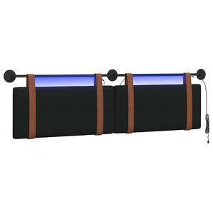vidaXL Z&aacute;věsn&eacute; čelo postele S LED osvětlen&iacute;m Čern&aacute; Antick&yacute; PU