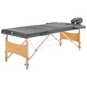 vidaXL Mas&aacute;žn&iacute; stůl se 3 z&oacute;nami dřevěn&yacute; r&aacute;m antracitov&yacute; 186 x 68 cm