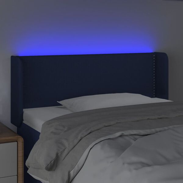 vidaXL Čelo postele s LED modr&eacute; 83 x 16 x 78/88 cm textil