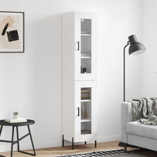 vidaXL Skř&iacute;ň highboard b&iacute;l&aacute; 34,5 x 34 x 180 cm kompozitn&iacute; dřevo