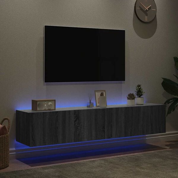 vidaXL N&aacute;stěnn&eacute; TV skř&iacute;ňky s LED 2 ks &scaron;ed&eacute; sonoma 80 x 35 x 31 cm