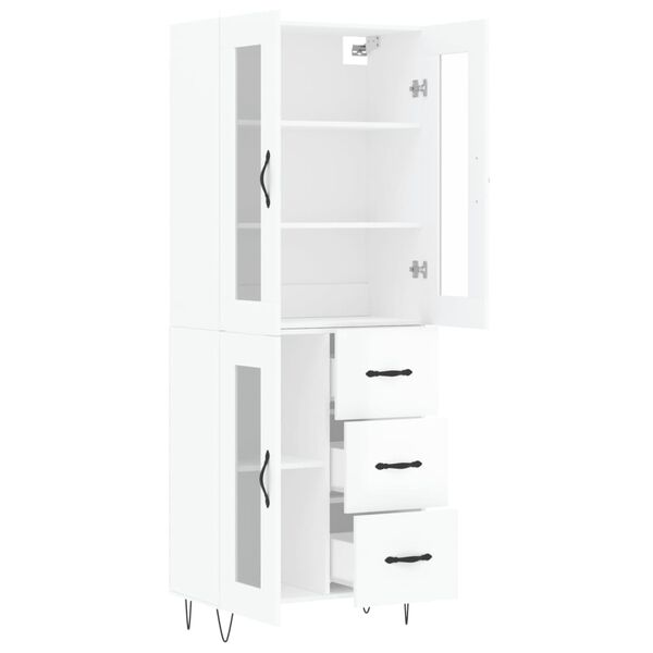 vidaXL Skř&iacute;ň highboard leskl&aacute; b&iacute;l&aacute; 69,5 x 34 x 180 cm kompozitn&iacute; dřevo