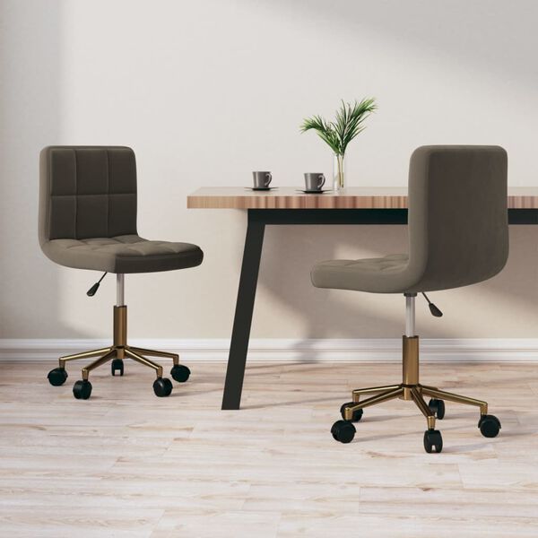 vidaXL Otočn&eacute; j&iacute;deln&iacute; židle 2 ks tmavě &scaron;ed&eacute; samet