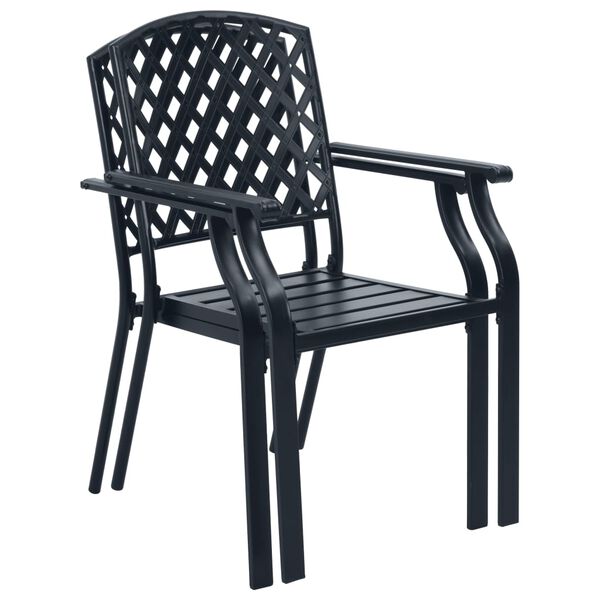 vidaXL 3d&iacute;ln&yacute; bistro set ocelov&yacute; čern&yacute;
