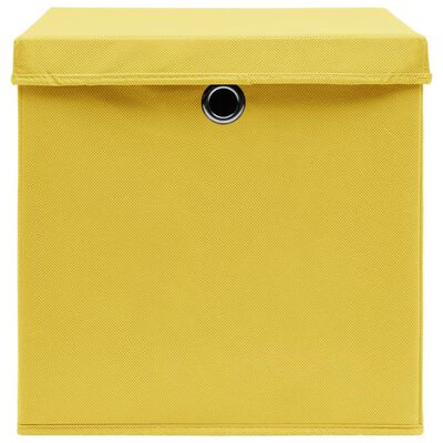 vidaXL Úložné boxy s víky 4 ks 28 x 28 x 28 cm žluté