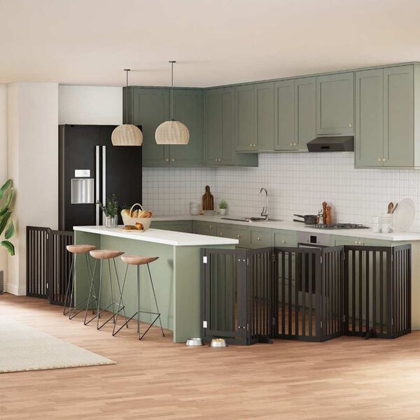 vidaXL Z&aacute;brana pro psy s dv&iacute;řky skl&aacute;dac&iacute; 9 panelů čern&aacute; 450 cm topol