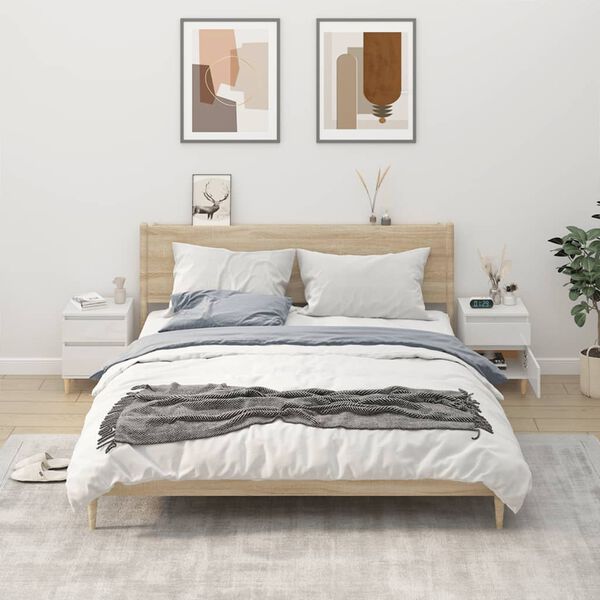 vidaXL Nočn&iacute; stolky 2 ks b&iacute;l&eacute; s vysok&yacute;m leskem 40x35x50 cm