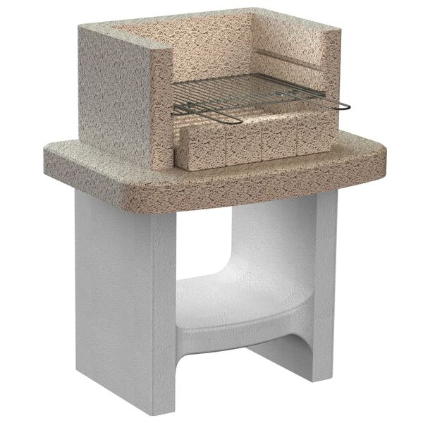 vidaXL Zahradn&iacute; betonov&yacute; gril na dřevěn&eacute; uhl&iacute; s polic&iacute;